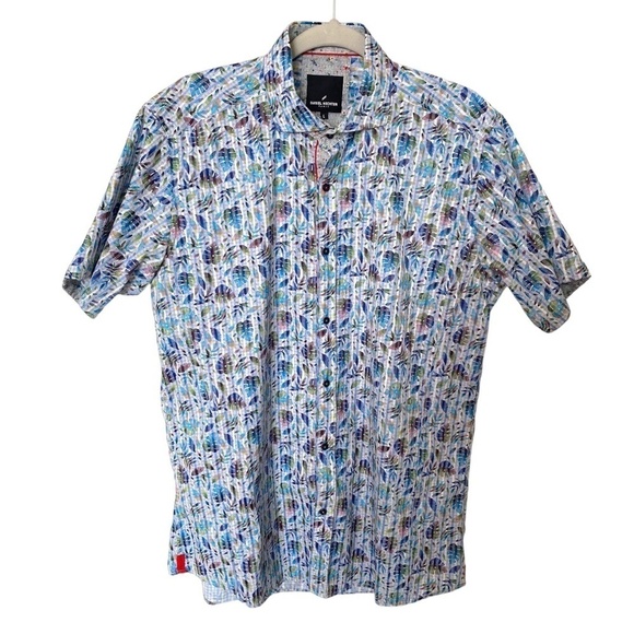 Daniel Hechter Paris Short Sleeve Palm Leaves Multi-color Casual Shirt, L - Picture 1 of 11